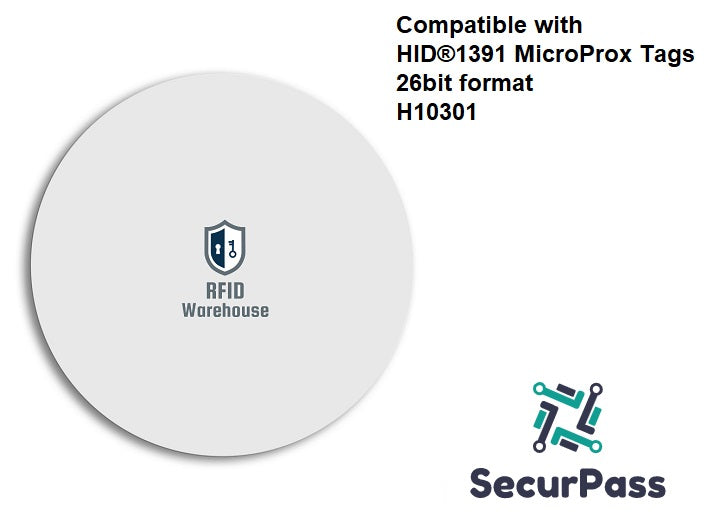 HID® 1391 MicroProx® Compatible PVC Adhesive Tag - 26bit H10301